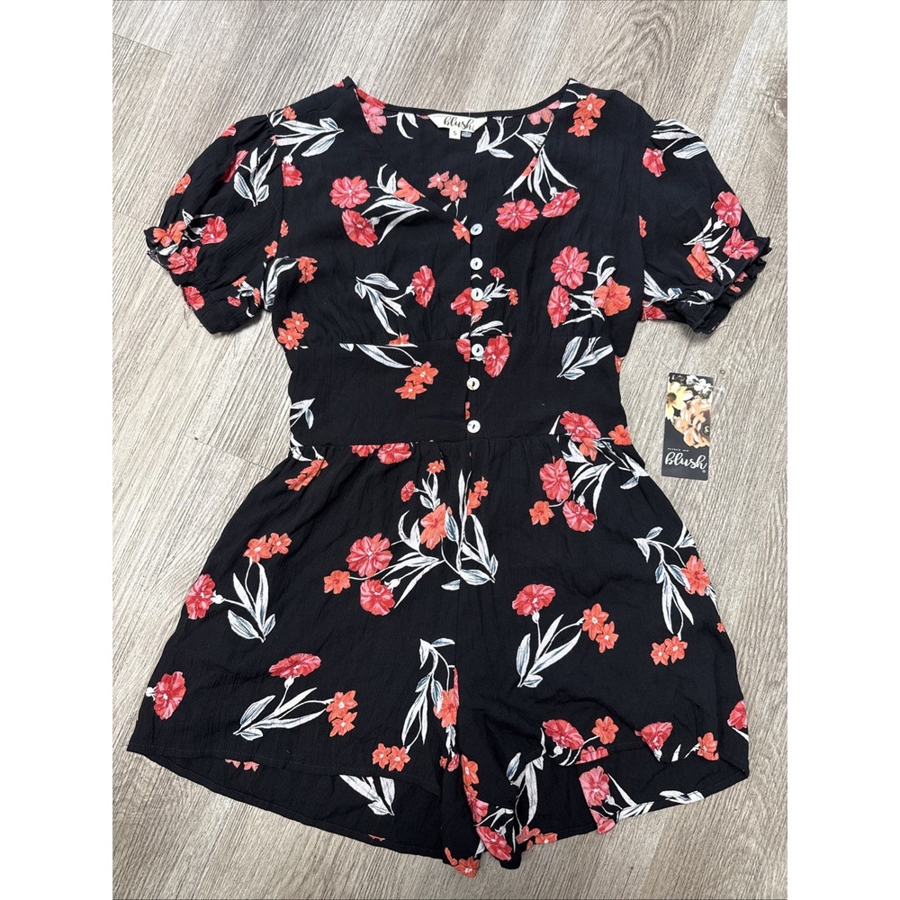 NWT Hint If Blush Peonies romper Dress Size S